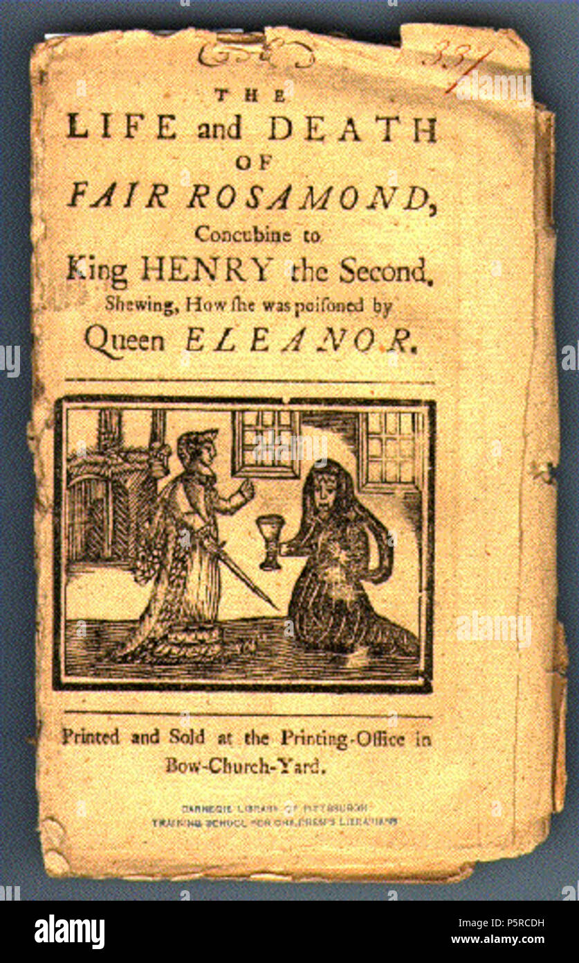 N/A. Deutsch : Buch "La vie et la mort du juste Rosamund" . 1755. unbekannter Buchdrucker 247 Buch Fair Rosamond Banque D'Images