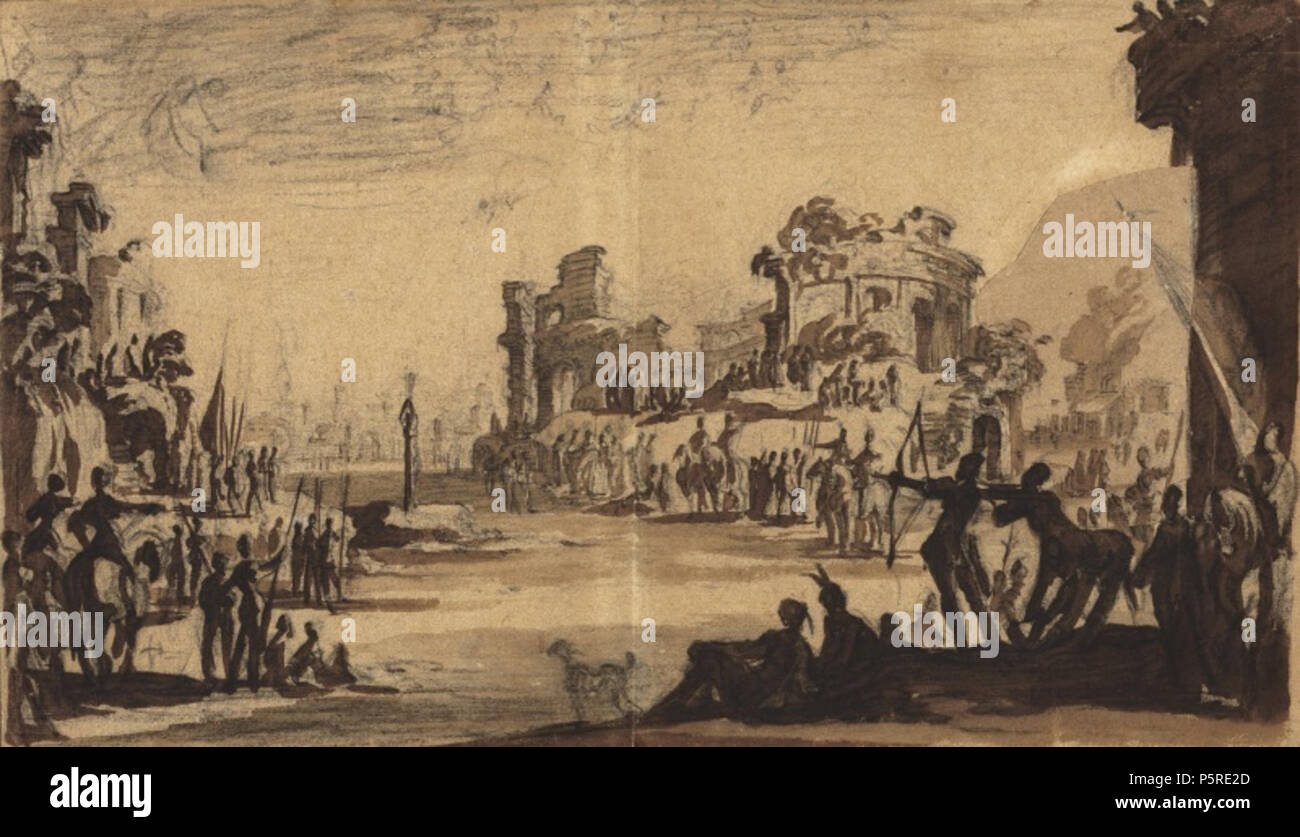 N/A. Anglais : Le Martyre de Saint Sébastien par Jacques Callot, ch. 1630, craie noire, pinceau et lavis brun sur trois morceaux de papier beige, 8 1/16 in. x 13 ¾ po. (20,4 cm x 34,9 cm), Crocker Art Museum . vers 1630. Jacques Callot 264 Martyre de Saint Sébastien, par Jacques Callot, chalk, pinceau et lavis Banque D'Images N/A. Anglais : Le Martyre de Saint Sébastien par Jacques Callot, ch. 1630, craie noire, pinceau et lavis brun sur trois morceaux de papier beige, 8 1/16 in. x 13 ¾ po. (20,4 cm x 34,9 cm), Crocker Art Museum . vers 1630. Jacques Callot 264 Martyre de Saint Sébastien, par Jacques Callot, chalk, pinceau et lavis Banque D'Images