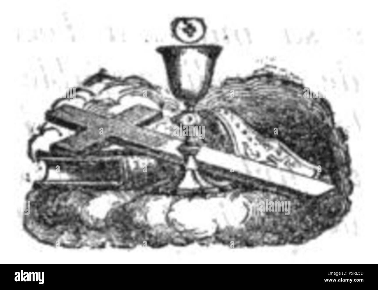 N/A. Français : Dibuix d'un calze, una creu i missel de l'ONU. 1849 s.a.. 264 Calze creu i Sant sacrifici - Missel de la Missa Banque D'Images