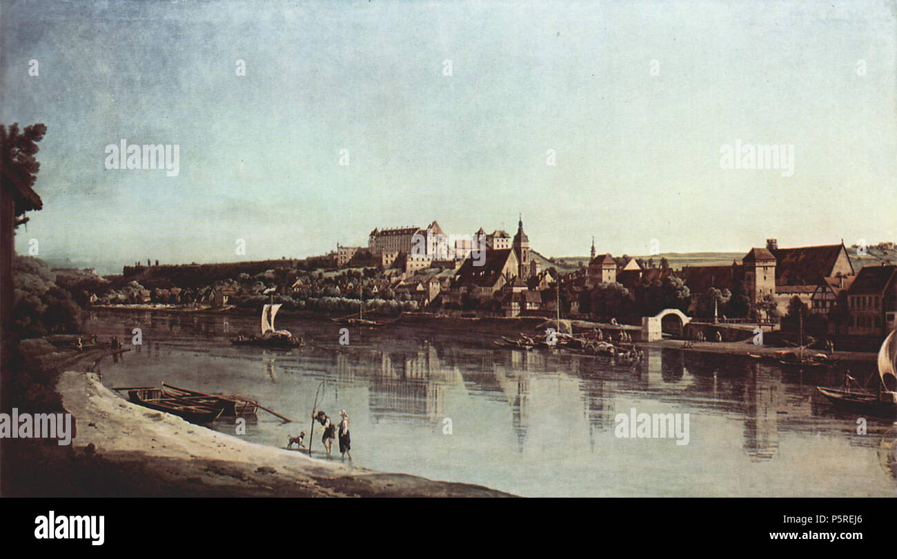 Allemand : Ansicht von Pirna, Pirna von Kopitz, aus mit Festung Sonnenstein entre 1753 et 1755. N/A 266 Canaletto (I) 031 Banque D'Images
