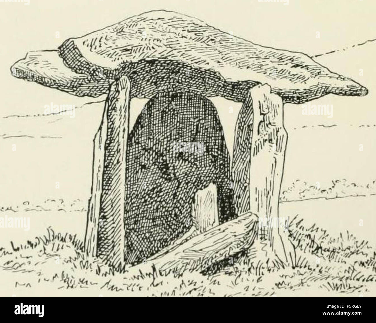 N/A. Anglais : Dessin de Portal tomb (ou Dolmen) sur Bree Hill, comté de Wexford, Irlande, par George Victor du noyer (d. 1869). 1897. Borlase, William Copeland (d. 1899). 233 Bree Portal tomb Banque D'Images