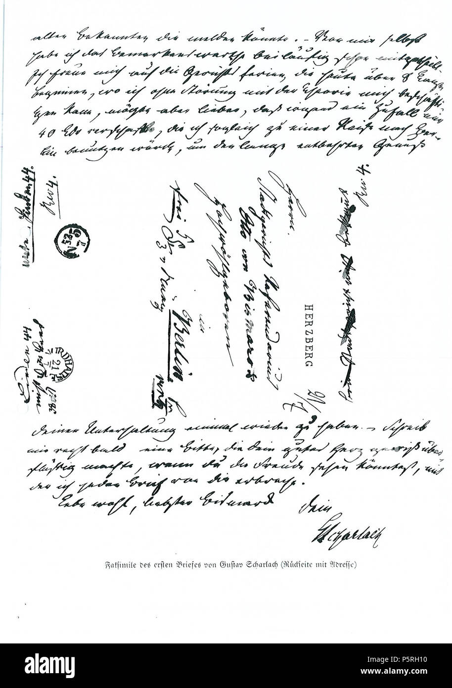 N/A. Deutsch : Faksimile des zweiten Blattes des Briefes nebst Anschriftenfeld Adessat (Otto von Bismarcks) Gustav von Scharlach (Briefschreiber) vom 14. Novembre 1833 Beigabe als die Seiten 112/113 dans : Vom jungen - Bismarck Otto von Bismarcks Briefwechsel mit Gustav Scharlach, Alexander Duncker Verlag, 1912, Weimar dort S. 11 ff . Bref, 1833, 1912, 2010 Erstveröffentlichung scan. Otto von Bismarck (1815-1896) 235 BriefBismarckScharlach14nov1833S2 Banque D'Images N/A. Deutsch : Faksimile des zweiten Blattes des Briefes nebst Anschriftenfeld Adessat (Otto von Bismarcks) Gustav von Scharlach (Briefschreiber) vom 14. Novembre 1833 Beigabe als die Seiten 112/113 dans : Vom jungen - Bismarck Otto von Bismarcks Briefwechsel mit Gustav Scharlach, Alexander Duncker Verlag, 1912, Weimar dort S. 11 ff . Bref, 1833, 1912, 2010 Erstveröffentlichung scan. Otto von Bismarck (1815-1896) 235 BriefBismarckScharlach14nov1833S2 Banque D'Images