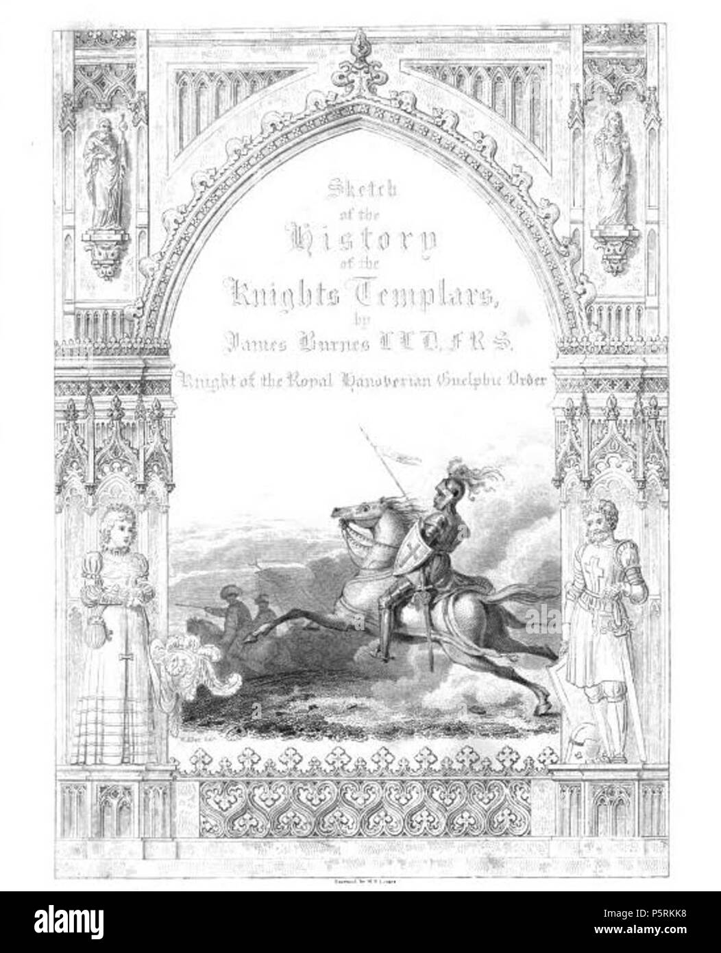 N/A. Anglais : frontispice du croquis de l'histoire des Templiers (2e édition, 1840) par James Burnes. 1840. Graveur William Home Lizars Burnes 251 Templiers Banque D'Images