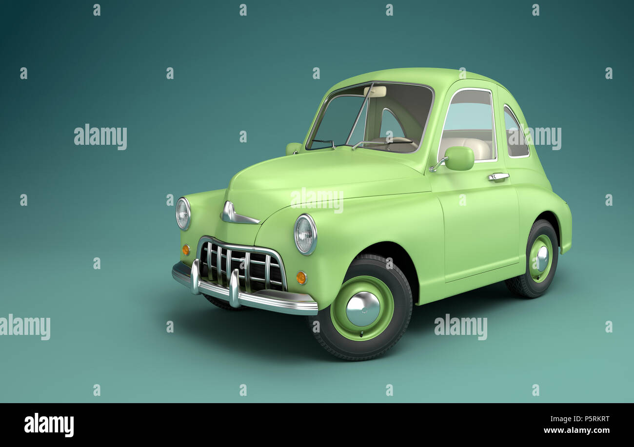 Light green cartoon voiture. 3D illustration Banque D'Images