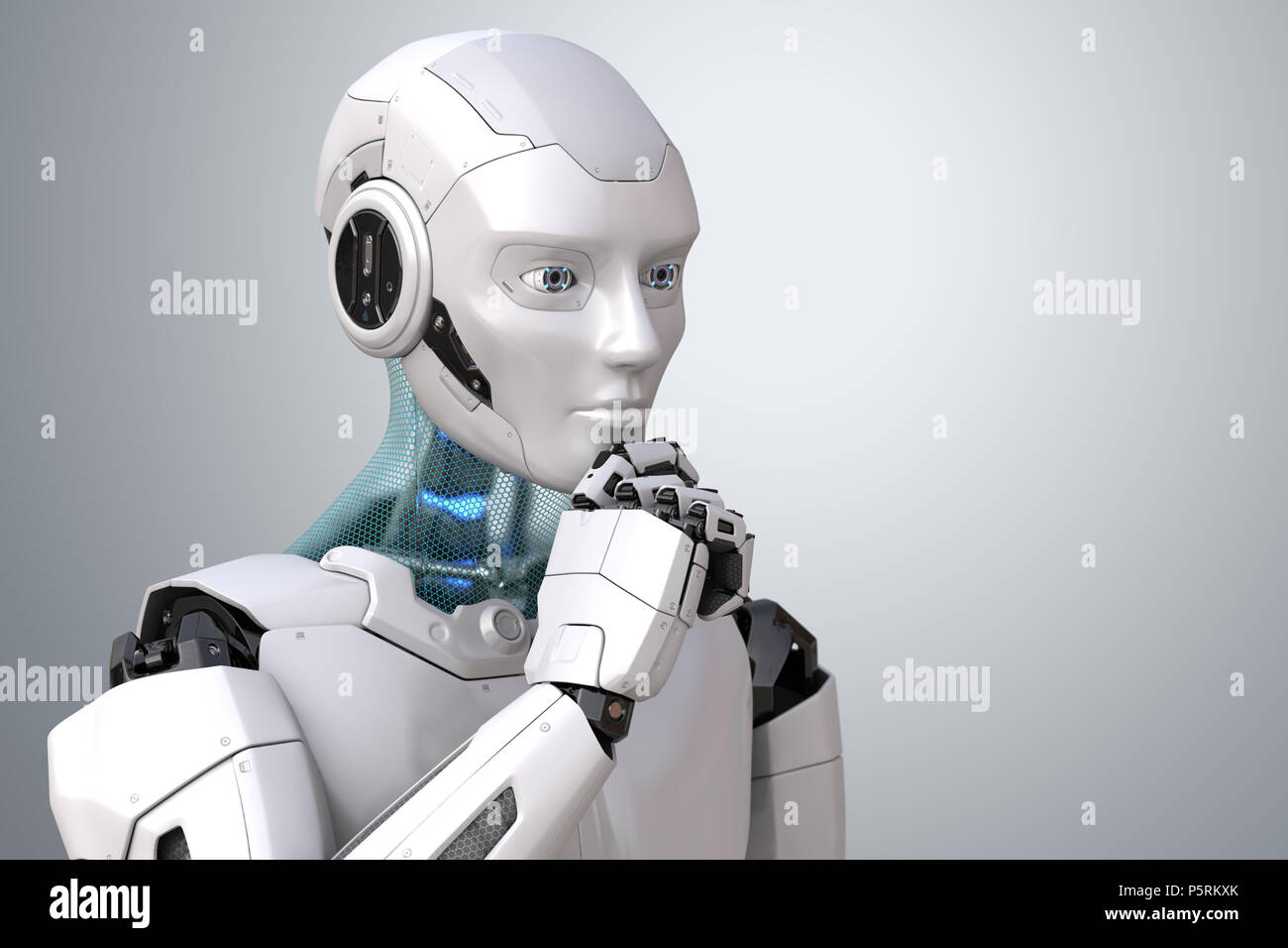 Robot de la pensée. Chemin de détourage inclus. 3D illustration Banque D'Images