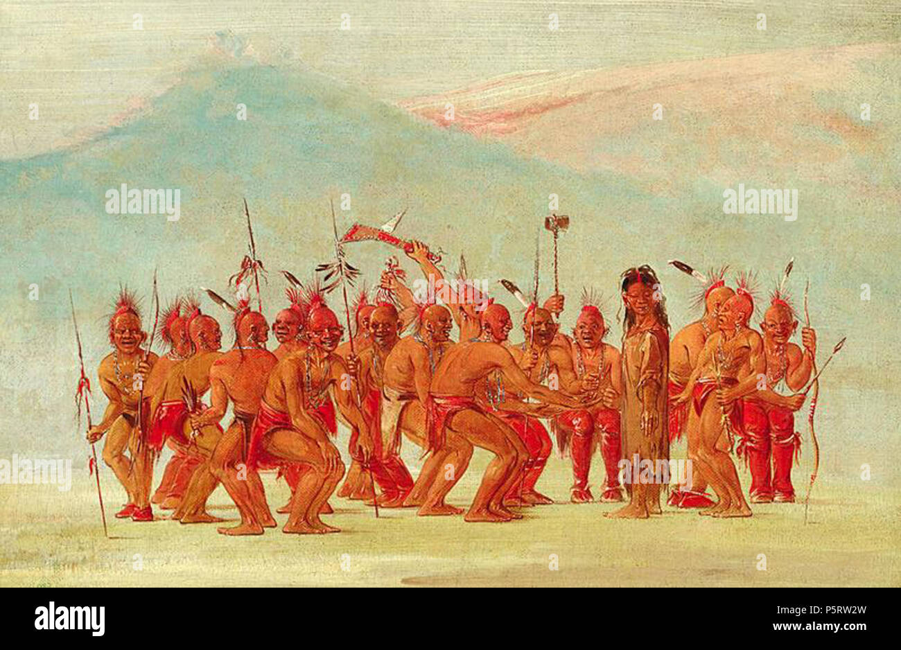 La danse pour le Berdache - Saukie . Anglais : George Catlin (1796-1872), Danse au Berdache. Dessiné alors que dans les Grandes Plaines, entre le sac et Fox Indiens, le croquis montre une danse de cérémonie pour célébrer le deux-spirit personne. Italiano : George Catlin (1796-1872), 'Dance au Berdache'. Disegnato durante un viaggio dans les Grandes Plaines, fra gli indiani Sac et Fox, l'opera ritrae una danza cerimoniale per celebrare spiriti onu 'date' (uomo che assumeva vestiti e comportamenti di una donna). N/A 283 Catlin - Danse à la berdache Banque D'Images