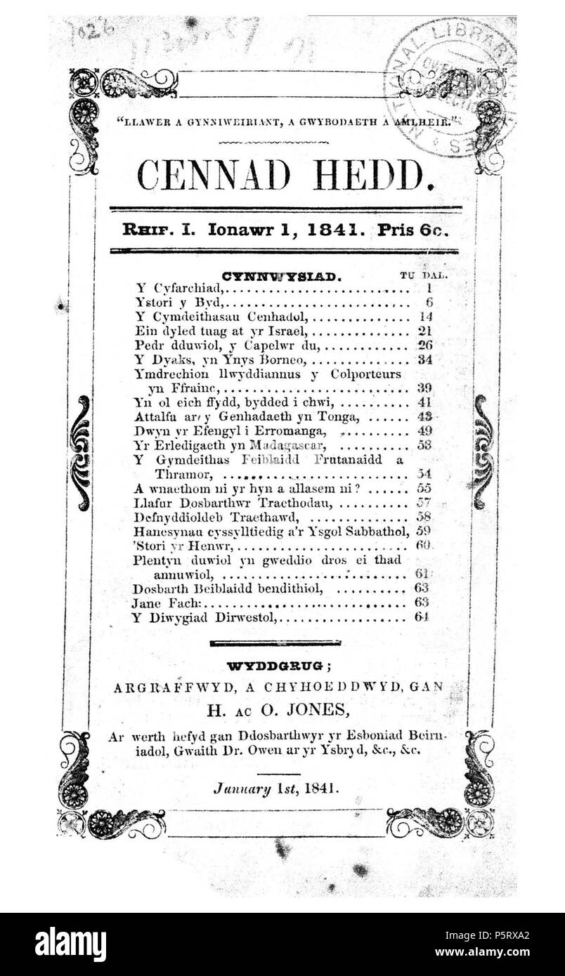 Langue Officielle Du Pays De Galles Hedd Cennad. Anglais : un bulletin périodique de langue galloise, que  publié des informations liées aux activités des missionnaires dans le nord  du Pays de Galles. Le périodique a été édité par