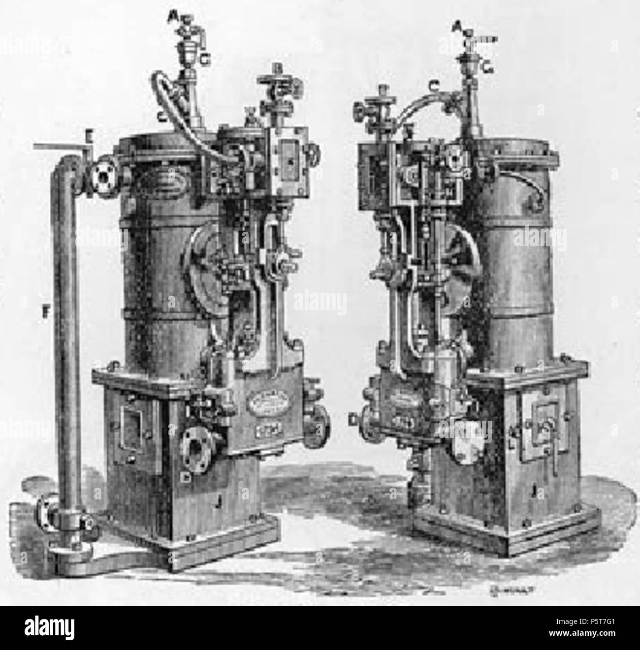 324 l'eau de mer sur les brevets des Chaplins Appareil à distiller avec joint de pompe à vapeur Banque D'Images