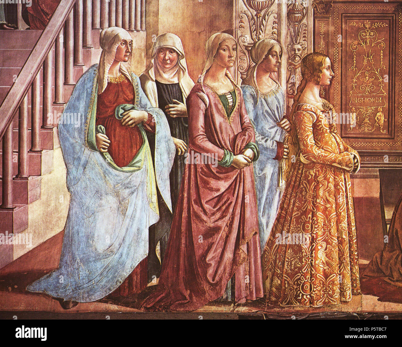 N/A. Deutsch : Détail aus dem Fresko 'Geburt Mariä' . 1490. Domenico Ghirlandaio (1449-1494) Nom de naissance Autres noms : Domenico Di Tommaso Bigordi Currado Bigordi ; Domenico Domenico Ghirlandajo ; ; Domenico Grilleandajo peintre italien Description Date de naissance/décès 1449 11 janvier 1494 Lieu de naissance/décès Florence Florence lieu de travail San Gimignano (1475), Rome (1475), Florence, Rome (1477-1478), (1479), Settimo Lucca (1479), Florence (1480), le Poltava (1480-1481), Rome (1481), San Gimignano (1482), Florence (1482-1492), Pise contrôle d'autorité : Q191423:61554420 ISNI VIAF : Banque D'Images