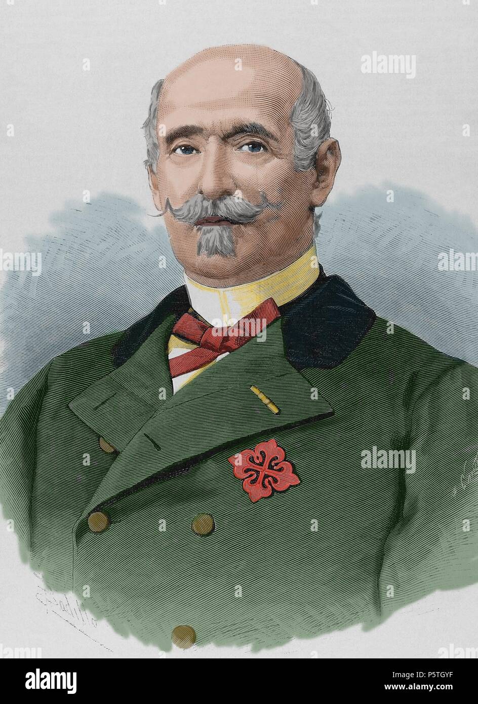 Francisco Javier Arias Davila Matheu Carondelet (1812-1890). Militaire et homme politique espagnol. Gravure de l'espagnol et l'American Illustration, 1884. De couleur. Banque D'Images