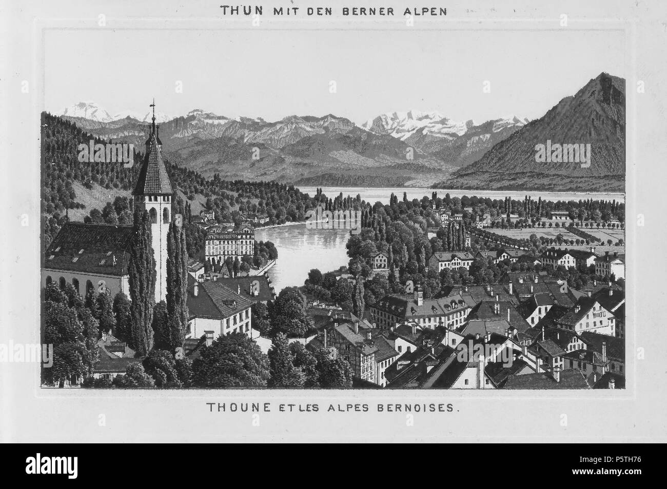 N/A. Deutsch : 'Berner Oberland', Thoune mit den Berner Alpen English : 'Berner Oberland', de Thoune et les Alpes bernoises . vers 1890. Inconnu 317 CH-NB-Berner Oberland-nbdig-18512-page003 Banque D'Images