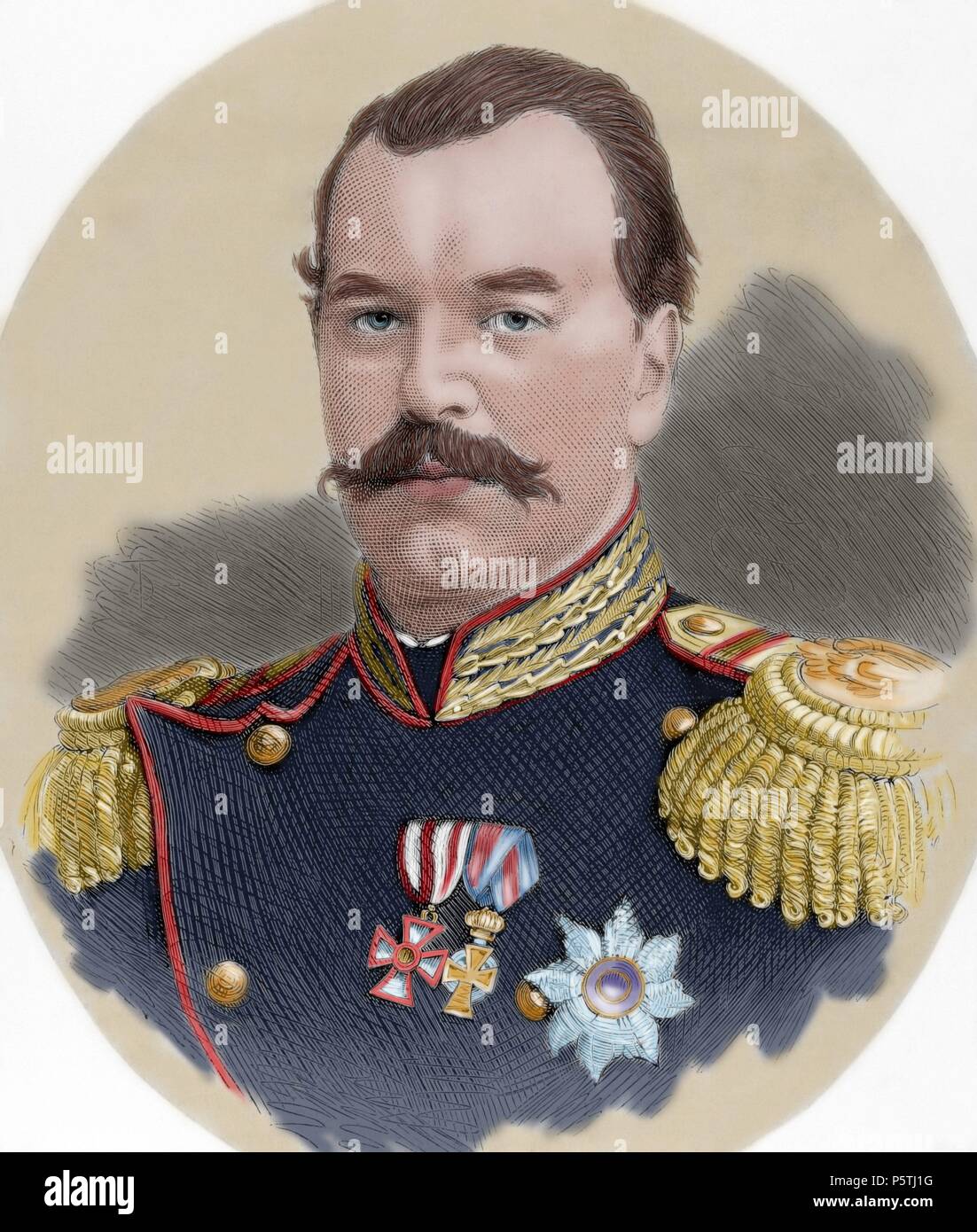 Alexandre III de Russie (1845-1894). Empereur de Russie. Gravure de l'espagnol et l'American Illustration, 1877. De couleur. Banque D'Images