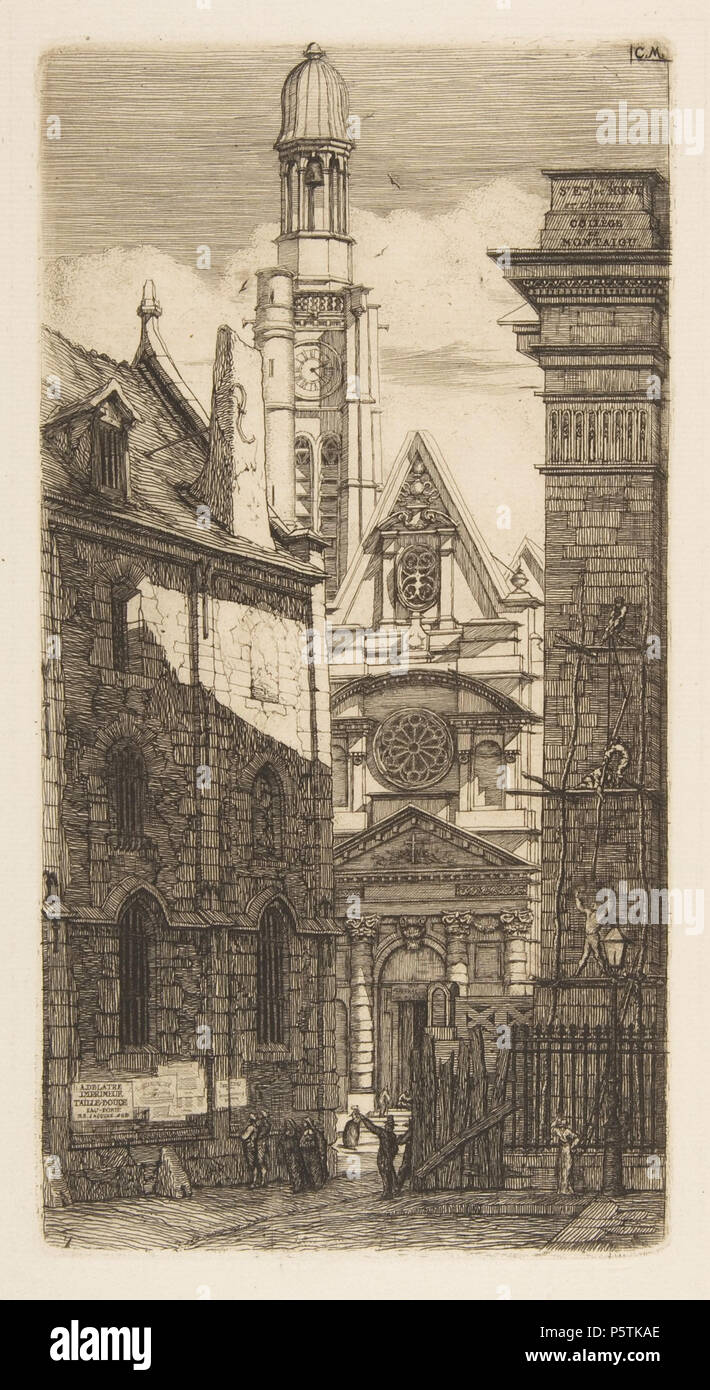 L'église de Saint Etienne-du-Mont, Paris 1852. N/A 328 Charles Meryon, l'église de Saint Etienne-du-Mont, Paris, 1852 Banque D'Images