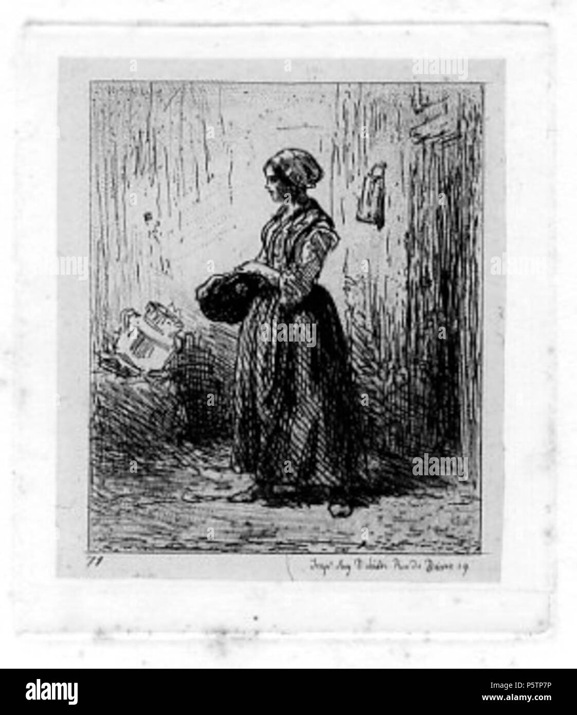 N/A. eau-forte de Charles Jacque . 1850. Charles Jacque (1813-1894) peintre et graveur français Description Date de naissance/décès 23 Mai 1813 7 mai 1894 Lieu de naissance/décès Paris Paris lieu de travail Paris, Anvers, Londres, Burgund contrôle d'autorité : Q125409 VIAF:12426824 ISNI:0000 0000 8091 7687 ULAN:500027865 RCAC:n84168010:WGA, Charles Émile JACQUE WorldCat 339 ChJacqueFemme Banque D'Images