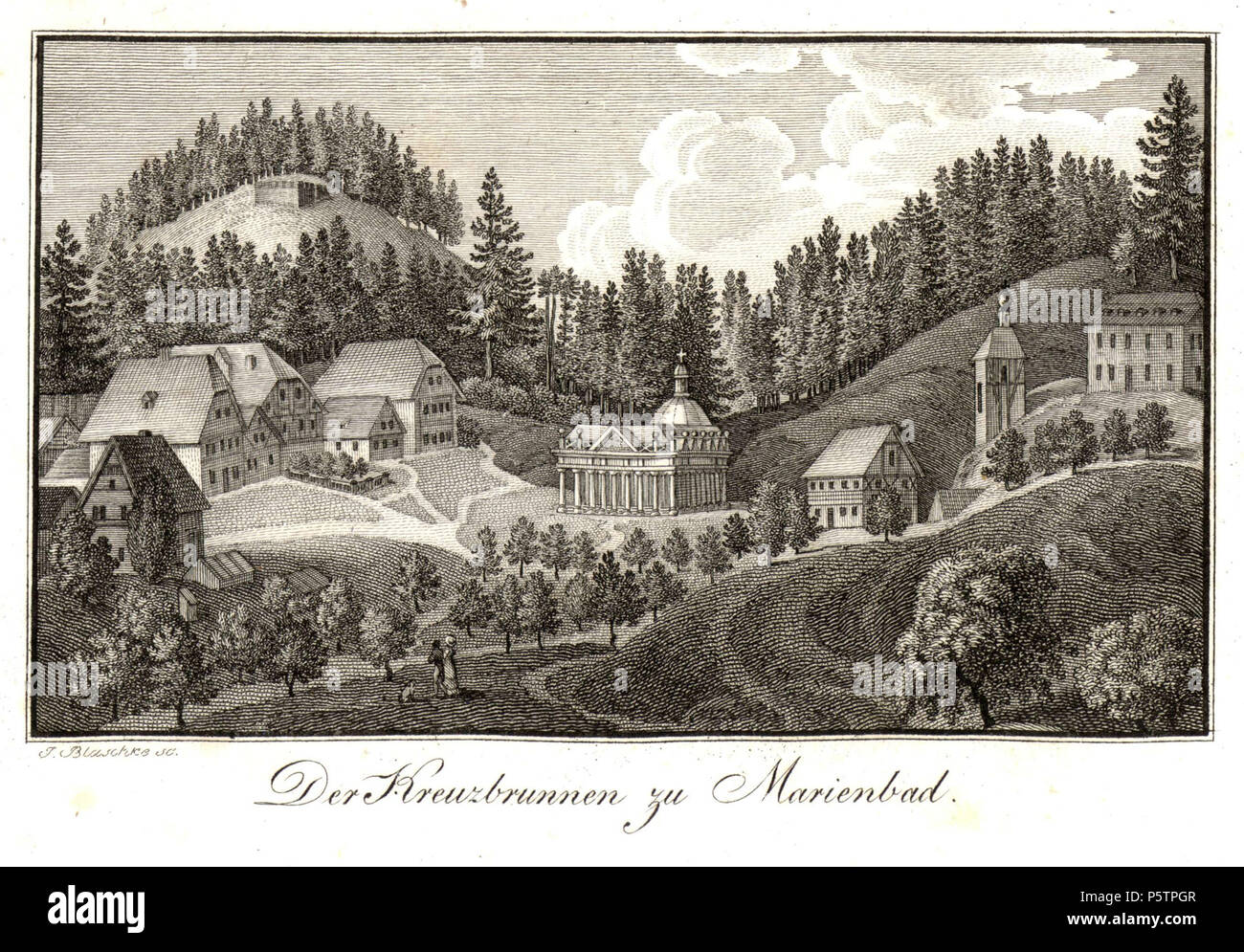 N/A. Oesterreichs Tibur, Natur- und oder aus dem Kunstgemählde Kaiserthume oesterreichischen Verlag, Wien 1819 Poupée . 1819. Franz Sartori, (éditeur), numérisation et de post-traitement par Hubertl 436 Der Kreuzbrunnen zu Marienbad, gravure sur cuivre, début du 19 siècle. Banque D'Images