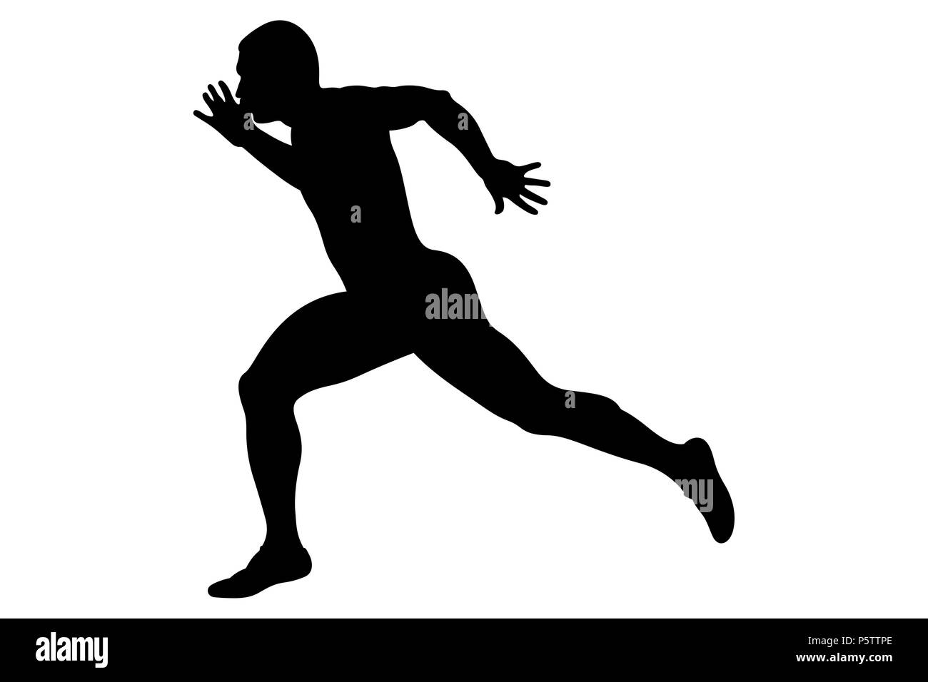 Ligne d'arrivée runner sprinter silhouette noire compétition d'athlétisme Banque D'Images