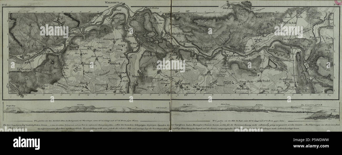 N/A. Charte von Schwaben. Blatt [47-48] ; der Kaiserstuhl Exemplar UB Greifswald . Entre 1798 et 1828. Ernst Heinrich Michaelis 332 Charte von Schwaben 47-48 Tafel Kaiserstuhl Banque D'Images