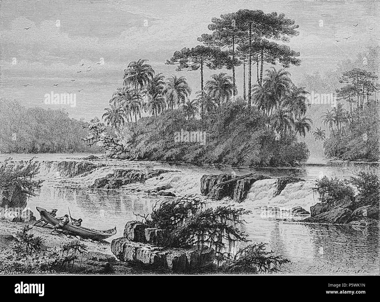 N/A. Deutsch : Insel im Iguassú-Flusse (Brésil). 1878. F. Keller-Lenzinger 452 Die Gartenlaube (1878) b 429 Banque D'Images