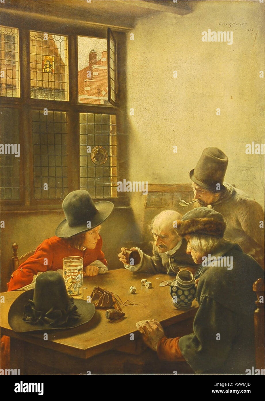 N/A. Deutsch : Die Würfelspieler Abmessungen 53 x 68 cm, Signatur oben rechts : Claus Meyer, 1886 . 1886. N/A 352 Noël 2564Meyer-Bild Banque D'Images