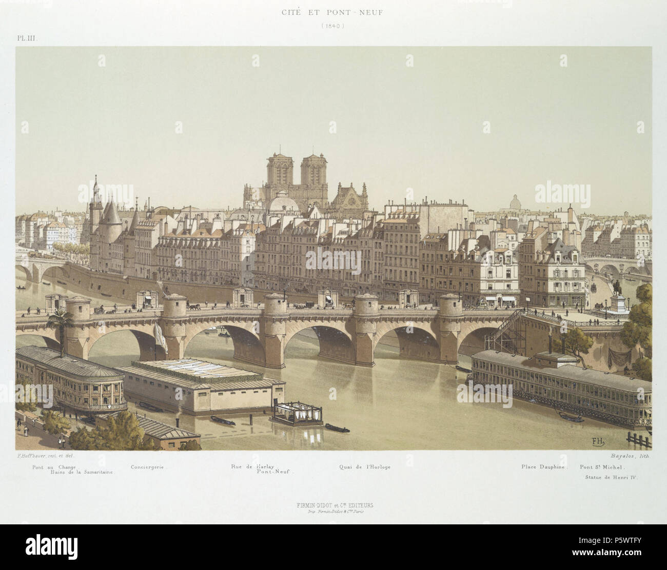 350 Cité et Pont-Neuf 1840 B Banque D'Images