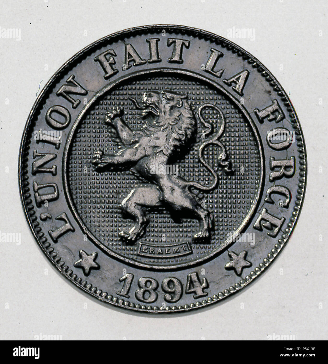 364 Coin être 10c Léopold II lion obv FR Banque D'Images