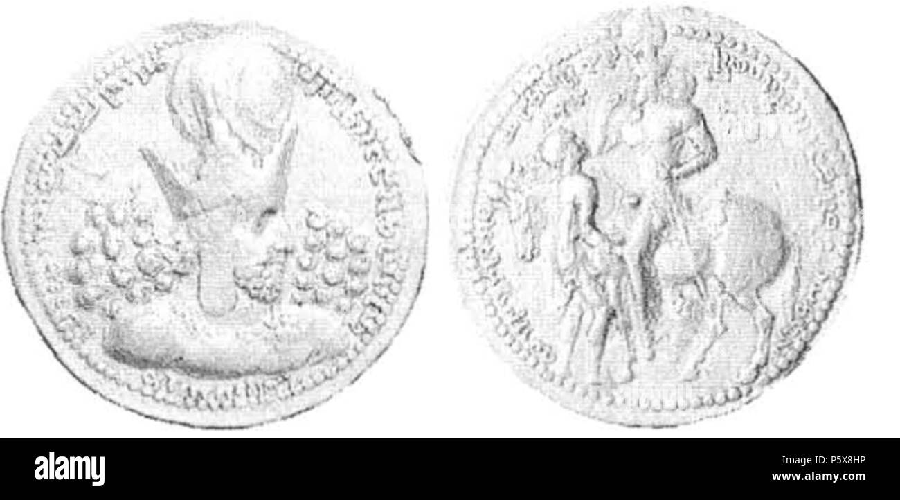 Dinar de Shapur I 455 sur un cheval Banque D'Images