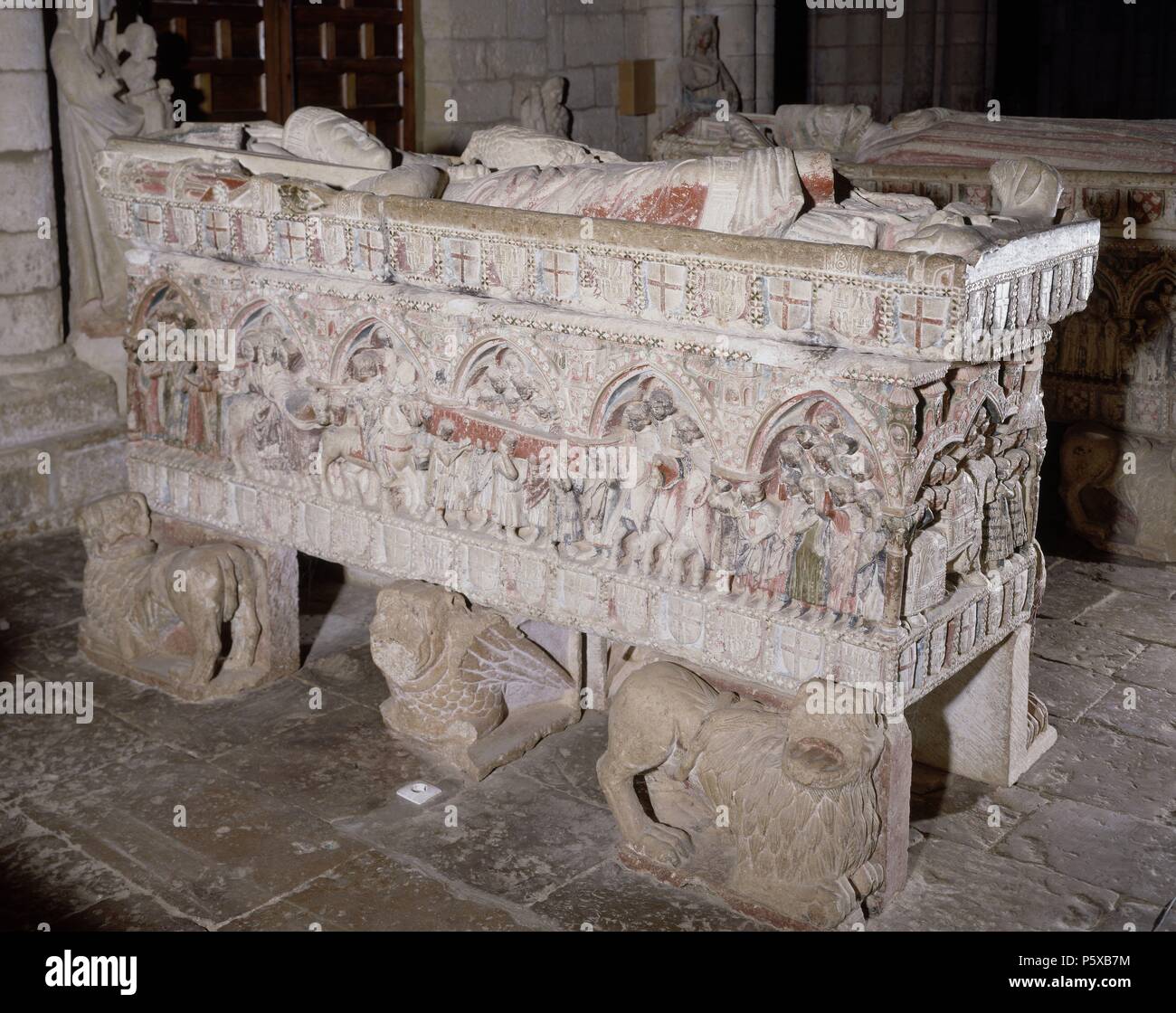 SEPULCRO DEL INFANTE DON FELIPE HIJO DE Fernando III El Santo - SIGLO XIII - GOTICO ESPAÑOL. Lieu : EGLISE DE SANTA MARIA LA BLANCA, VILLALCAZAR DE SIRGA, Palencia, Espagne. Banque D'Images