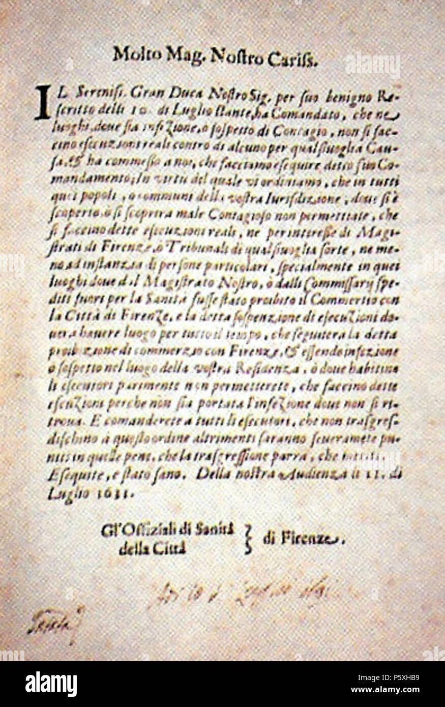 N/A. Dispositions de la suspension de l'Administration de la Justice au cours de la peste wawe afin de prévenir la propagation de la peste bubonique à Florence (11 juil. 1631) . 1631. Ce fichier n'est pas informations sur l'auteur. 18 1631 La peste bubonique à Florence (2) Banque D'Images N/A. Dispositions de la suspension de l'Administration de la Justice au cours de la peste wawe afin de prévenir la propagation de la peste bubonique à Florence (11 juil. 1631) . 1631. Ce fichier n'est pas informations sur l'auteur. 18 1631 La peste bubonique à Florence (2) Banque D'Images