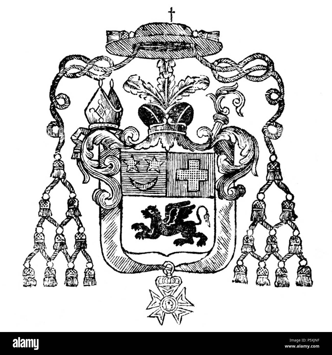 N/A. Italiano : Stemma del Vescovo di Asti François André Dejean (1809 - 1814) English : Armoiries de l'évêque d'Asti François André Dejean (1809 - 1814) . 1813. Cinnamologus 432 Dejean-stemma Banque D'Images