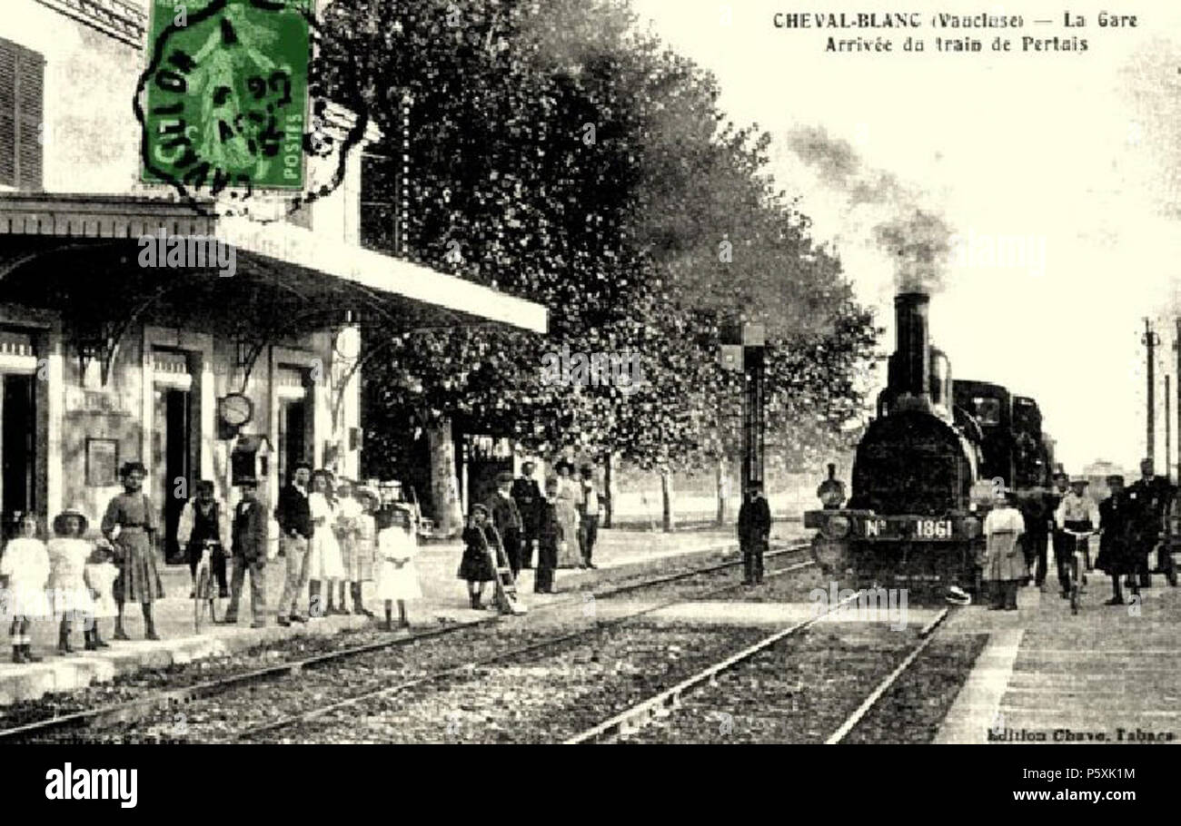 N/A. Français : Carte postale ancienne de la Gare de Cheval-Blanc, dans le Vaucluse, France . 5 août 2013, 10:51:55. Unknows - avant 1914 387 CP Gare de Cheval Blanc Banque D'Images