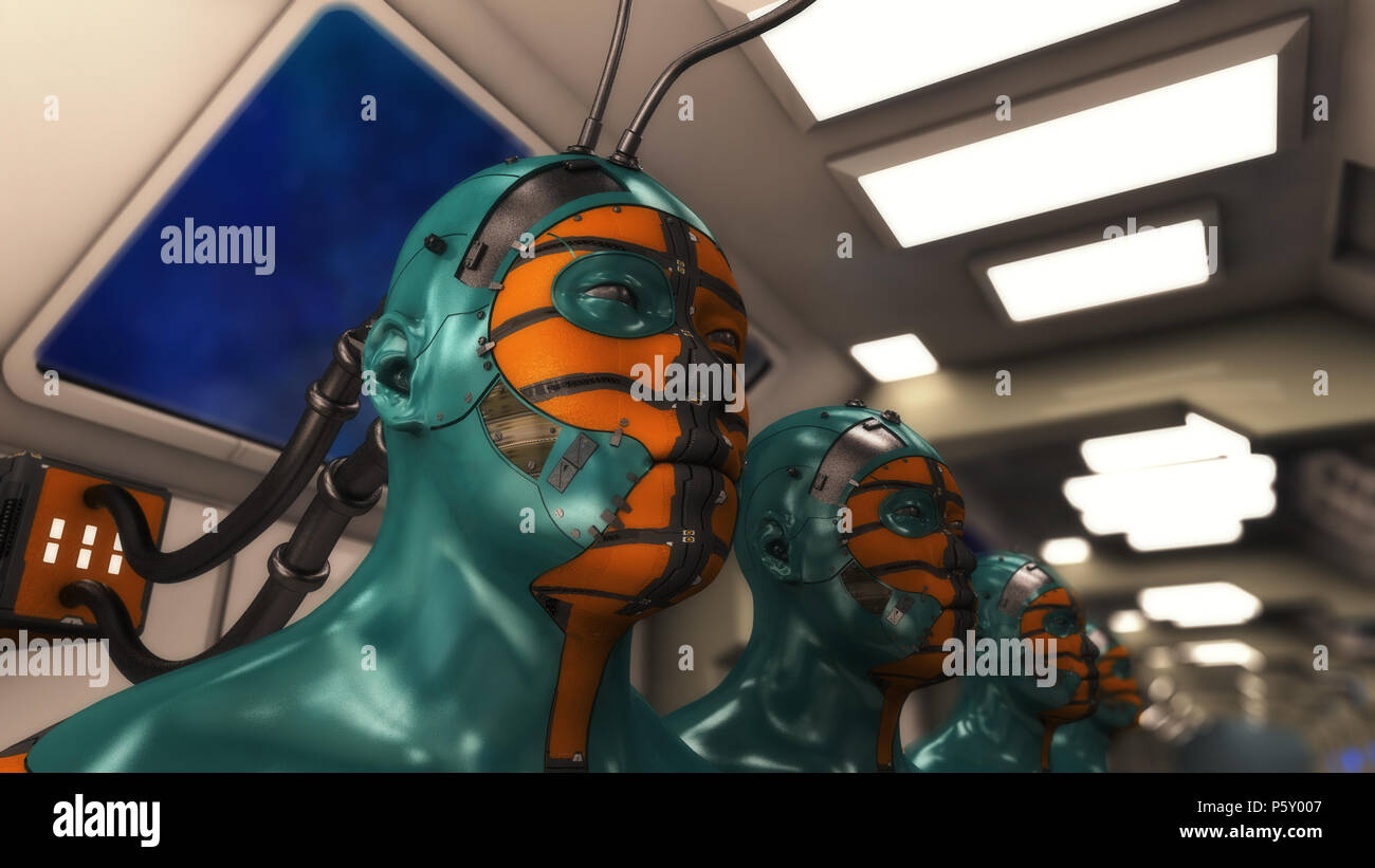 3D render. Silhouettes humanoïdes clonage Banque D'Images