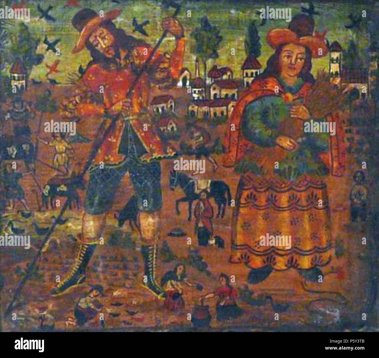 N/A. Cuzco-Schule Accurbauer, Der fromme, Öl auf Holzplatte . vers 1800 (). Autres noms de l'école de Cuzco Escuela Cuzqueña catholique romaine Description tradition artistique basée à Cusco, Pérou période Travail 16., 17. et 18e siècle lieu de travail Pérou contrôle d'autorité : Q3108623 395 paysans de l'école de Cuzco Banque D'Images