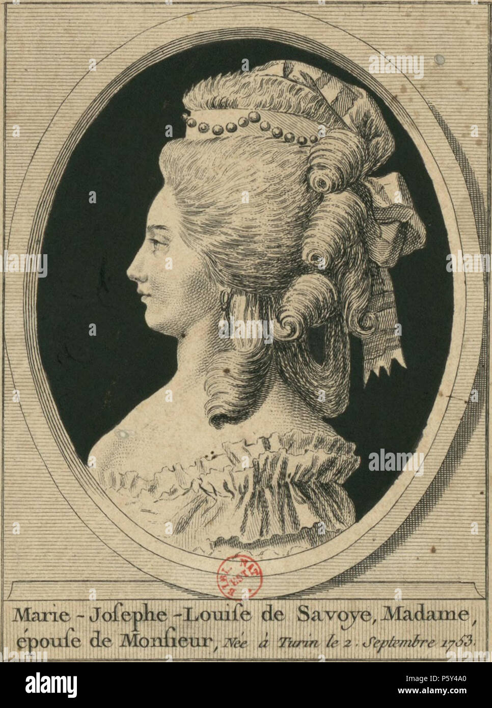 N/A. Anglais : Portrait de Marie Joséphine Louise de Savoie (1753-1810) . 18e siècle. N/A 516 portrait gravé de Marie Joséphine Louise de Savoie - 18e siècle Banque D'Images