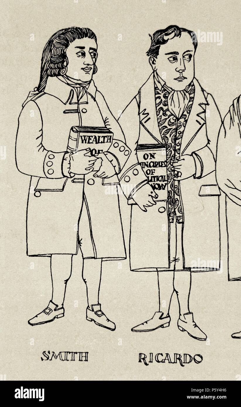 ADAM SMITH (1723-1790), DAVID RICARDO (1772-1823) ECONOMISTAS. Banque D'Images