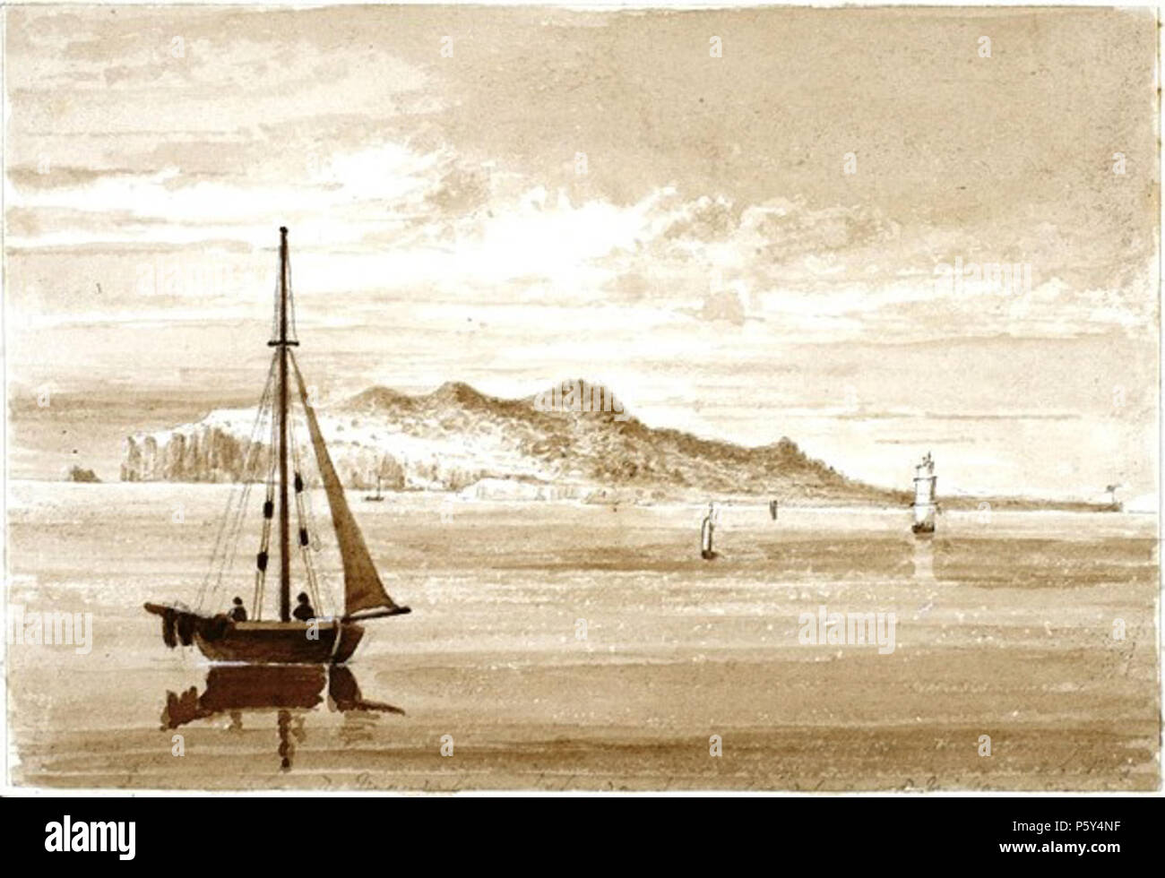 N/A. Français : l'île d'Entrée, Îles de la Madeleine, golfe du Saint-Laurent, par John Crawford Young, lavis sur mine de plomb sur papier vélin 12,2 x 17,9 cm, Français : l'Île d'entrée, Iles de la Madeleine, golfe du Saint-Laurent, par John Crawford Young, lavis brun sur mine de plomb sur papier vélin, 12,2 x 17,9 cm . Entre 1825 et 1827 circa circa. John Crawford Young 519 l'île d'Entrée, Îles de la Madeleine, golfe du Saint-Laurent Banque D'Images