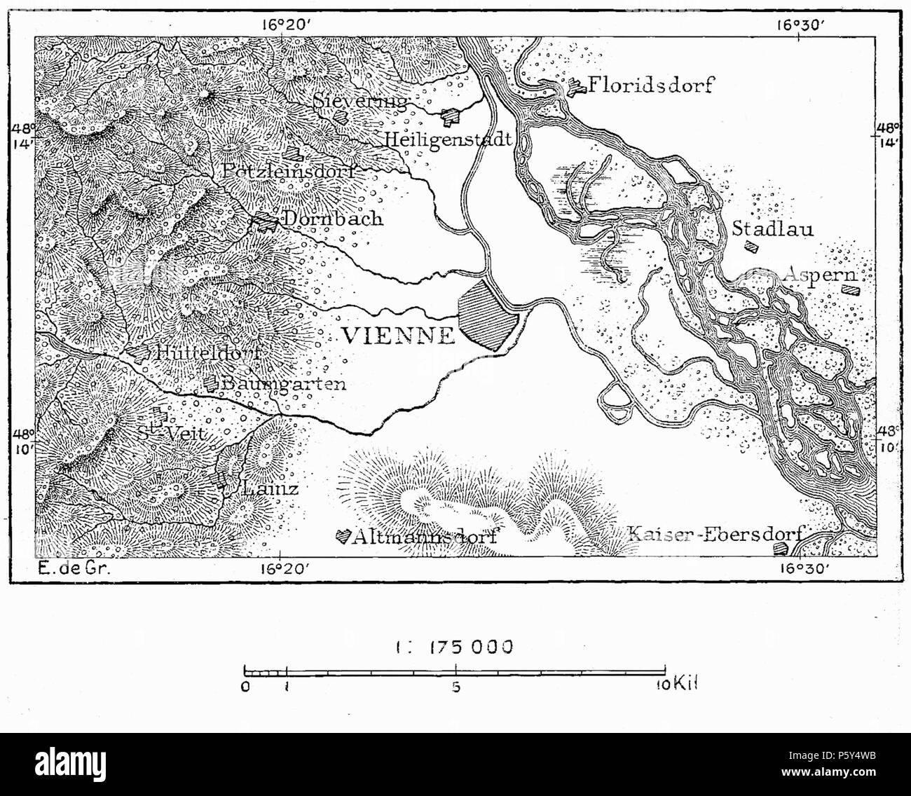 399 D128- N° 340. Vienne et le Danube au moyen âge - liv3-Ch08 Banque D'Images