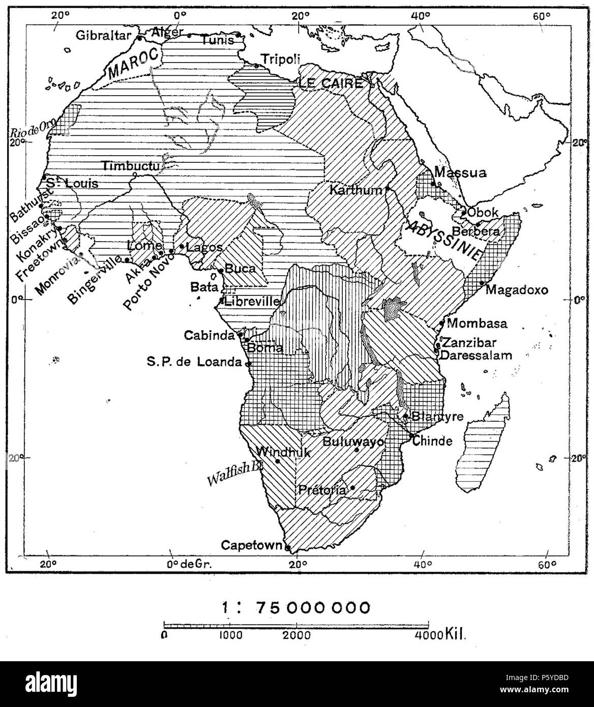 401 D268- N° 465. L'Afrique découpée en possessions européennes. - Liv3-Ch20 Banque D'Images