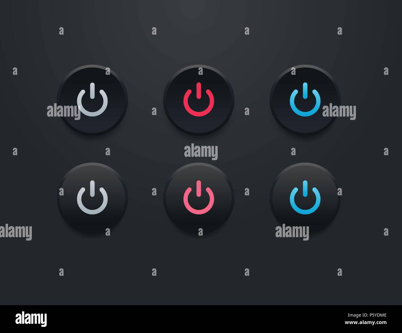 L'icône du bouton d'alimentation, modèle plat isolé sur fond noir Illustration de Vecteur