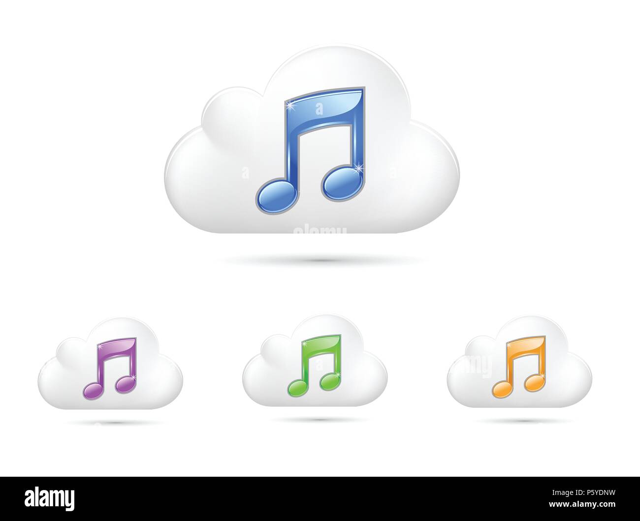 Icône de nuage avec musique symble, isolé sur fond blanc Illustration de Vecteur
