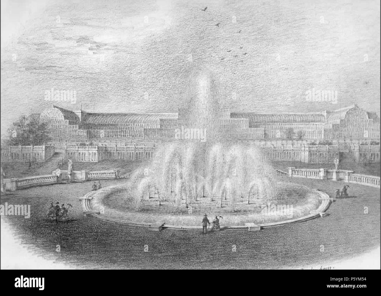 N/A. Dessin de Crystal Palace à son emplacement définitif à Sydenham. Dessiné par Thomas Oliphant comme partie d'une série de dessins de Crystal Palace entre 1855 et 1860. La collection est à la propriété de la famille d'Oliphant. Cette image et le dessin n'ont jamais été publiées.. Thomas Oliphant (1799 - 1873) 393 Le Palais de Cristal, Sydenham. Dessiné par Thomas Oliphant Banque D'Images
