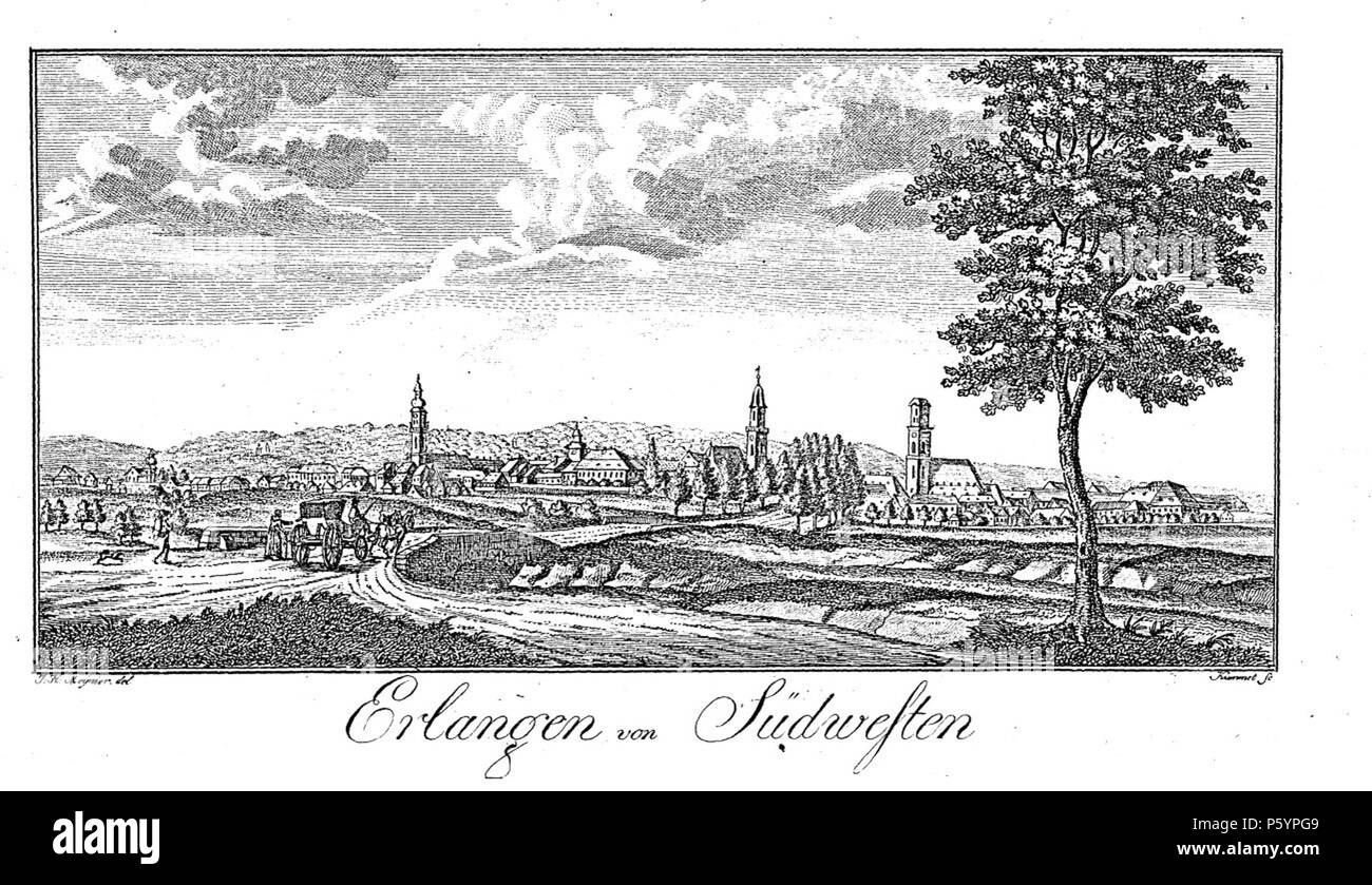 N/A. Deutsch : Erlangen von Südwesten. 1812. J. K. Meynier () / Kummet 522 Erlangen 1812 001 Banque D'Images
