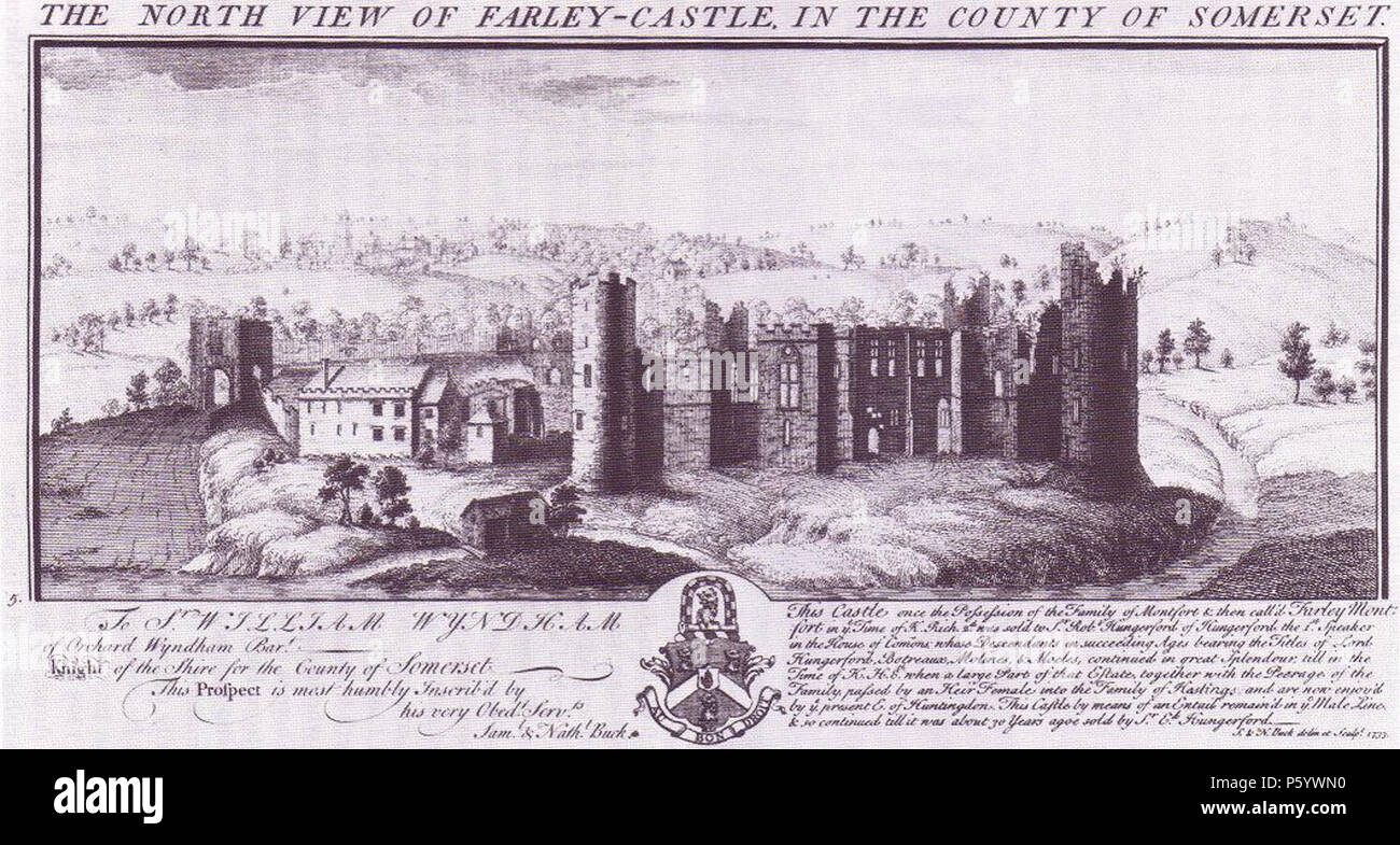 N/A. Anglais : Farleigh Hungerford Castle en 1733 . 24 juillet 2011. Samuel et Nathaniel Buck 549 FarleighHungerford BuckN1733 Banque D'Images