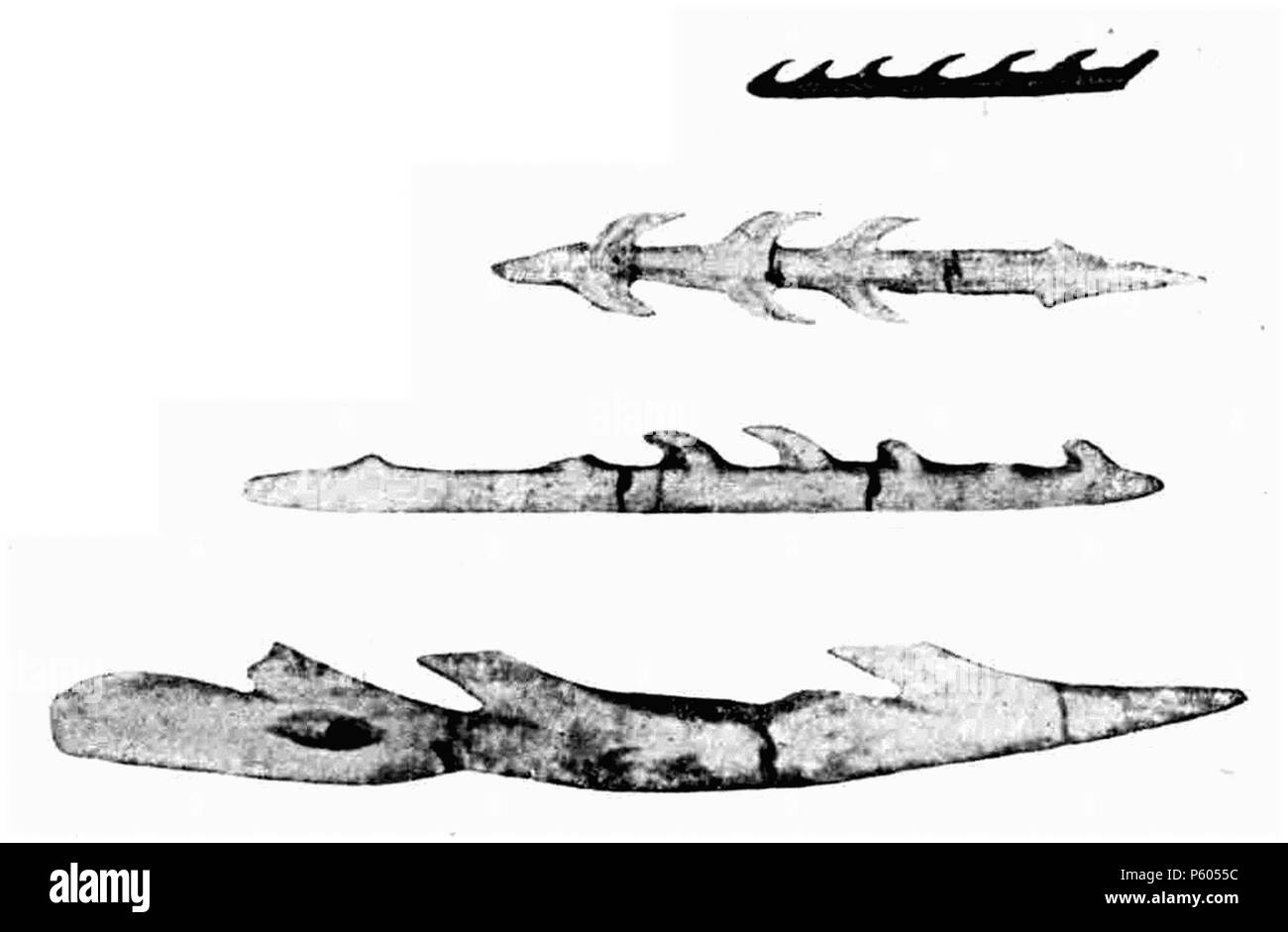 398 D043- Outils en bois de renne -a -L1-CH1 Banque D'Images