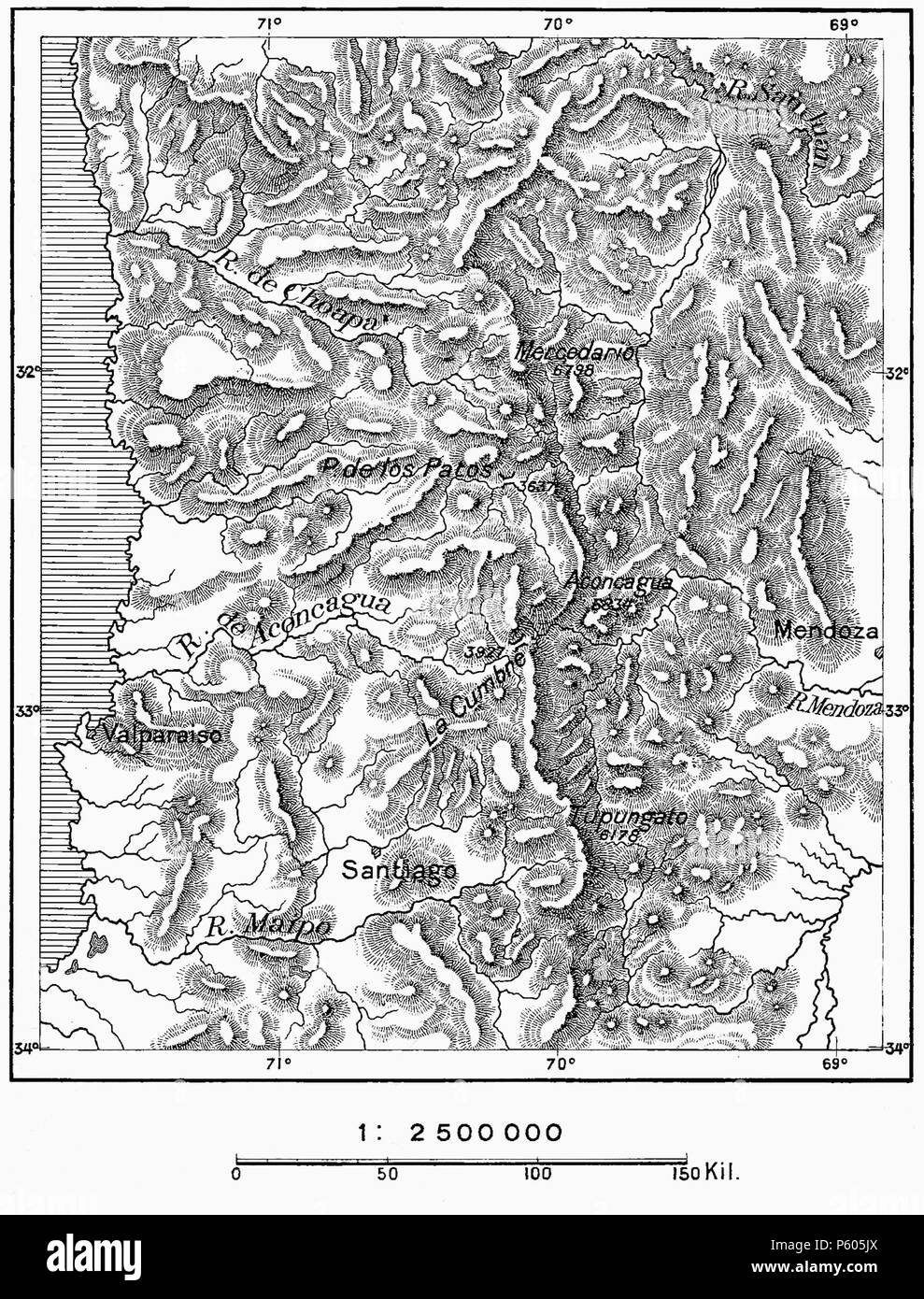 399 D100- N° 441. Valparaiso et l'Aconcagua. - Liv3-Ch17 Banque D'Images