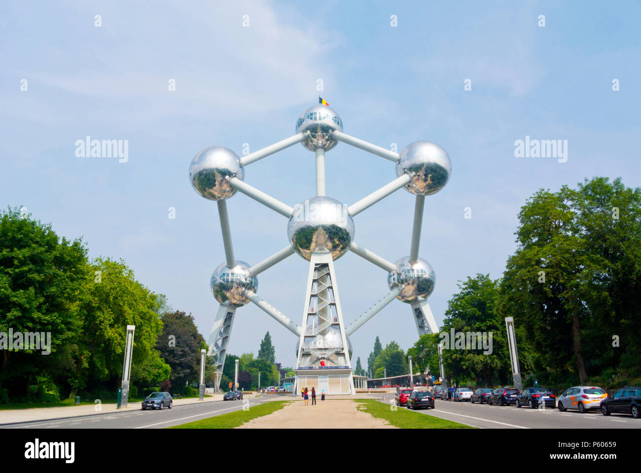 Atomium, parc d'Osseghem rassemblait encore, Laeken, Bruxelles, Belgique Banque D'Images