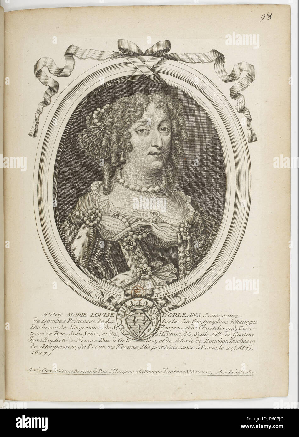 531 estampes par Nicolas de Larmessin.f106.Anne-Marie-Louise-Henriette d'Orléans, duchesse de Montpensier Banque D'Images