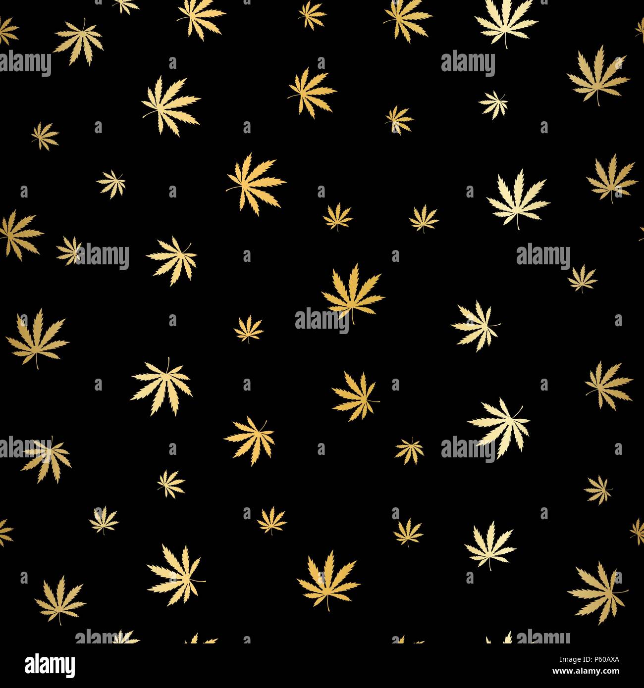 La marijuana or motif de feuilles fond transparent répétition répétitions. Arrière-plan de feuilles de marijuana herb stupéfiant textile pattern. Les modèles vectoriels différents ep. Illustration de Vecteur