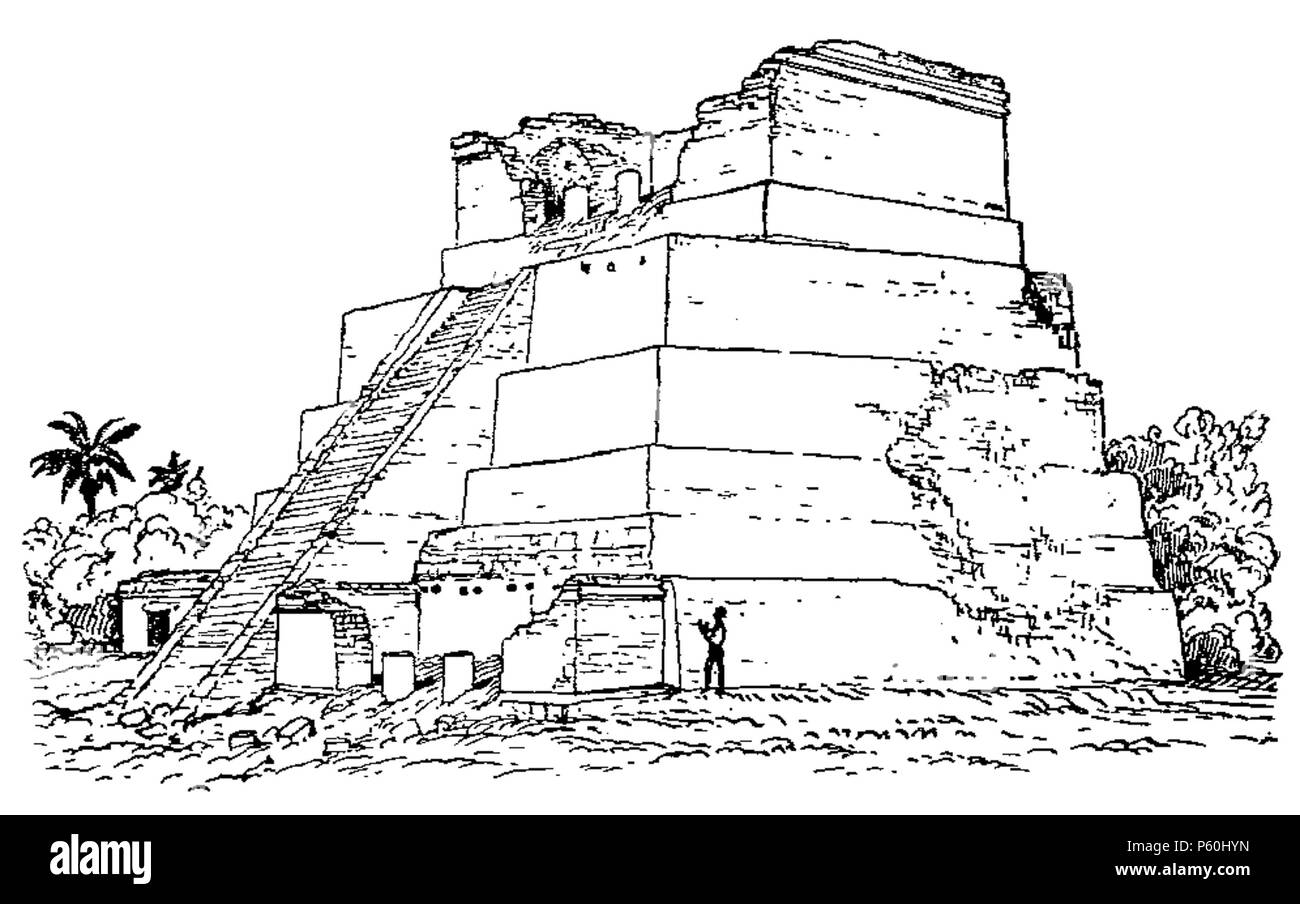 403 D448- pyramide sur la côte nord-orientale du Yucatan - liv3-Ch13 Banque D'Images