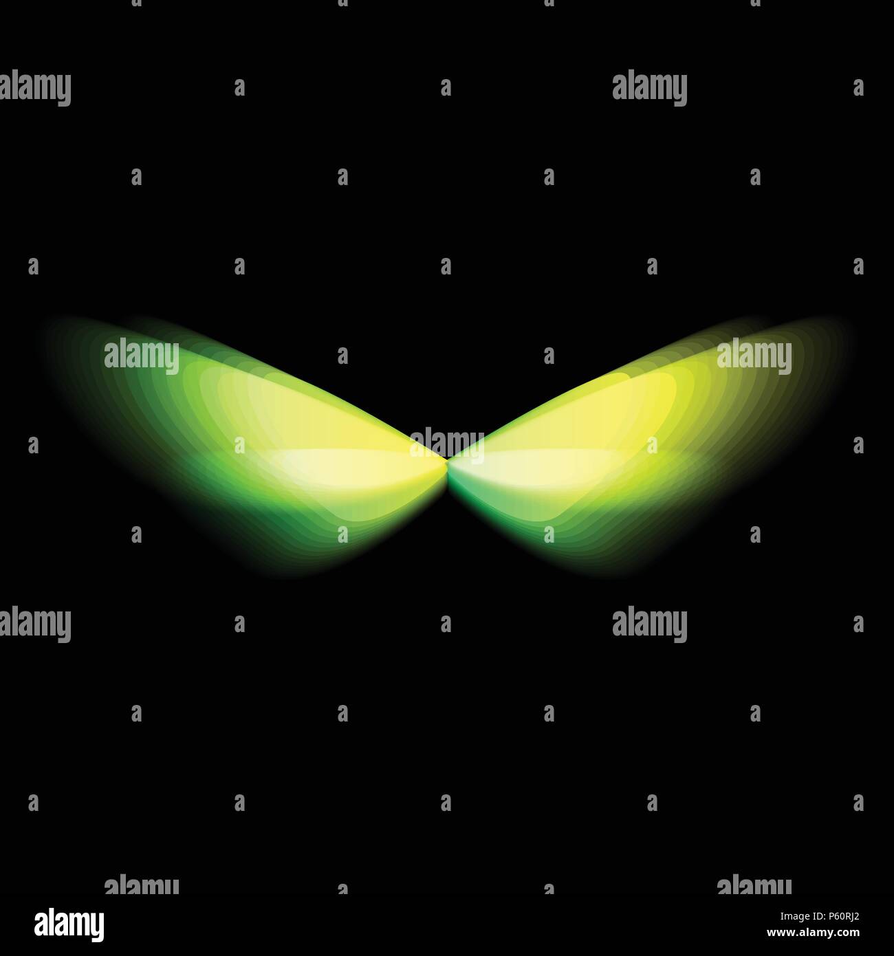 Logo isolé papillon. Les ailes de papillons colorés lumineux, un mouvement dynamique, les effets de flou. Abstract vector logo sur fond noir. Illustration de Vecteur
