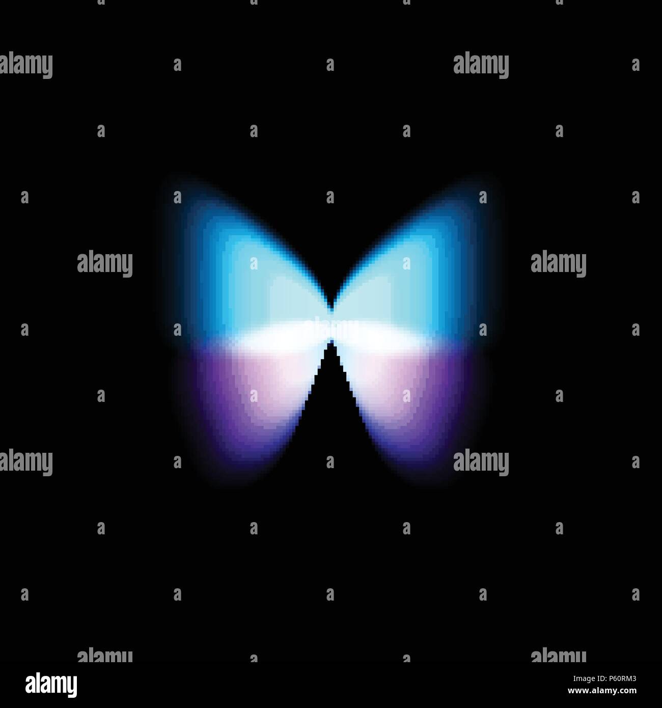 Logo isolé papillon. Les ailes de papillons colorés lumineux, un mouvement dynamique, les effets de flou. Abstract vector logo sur fond noir. Illustration de Vecteur